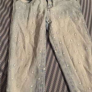 Light Blue Star-Patterned Women's Jeans